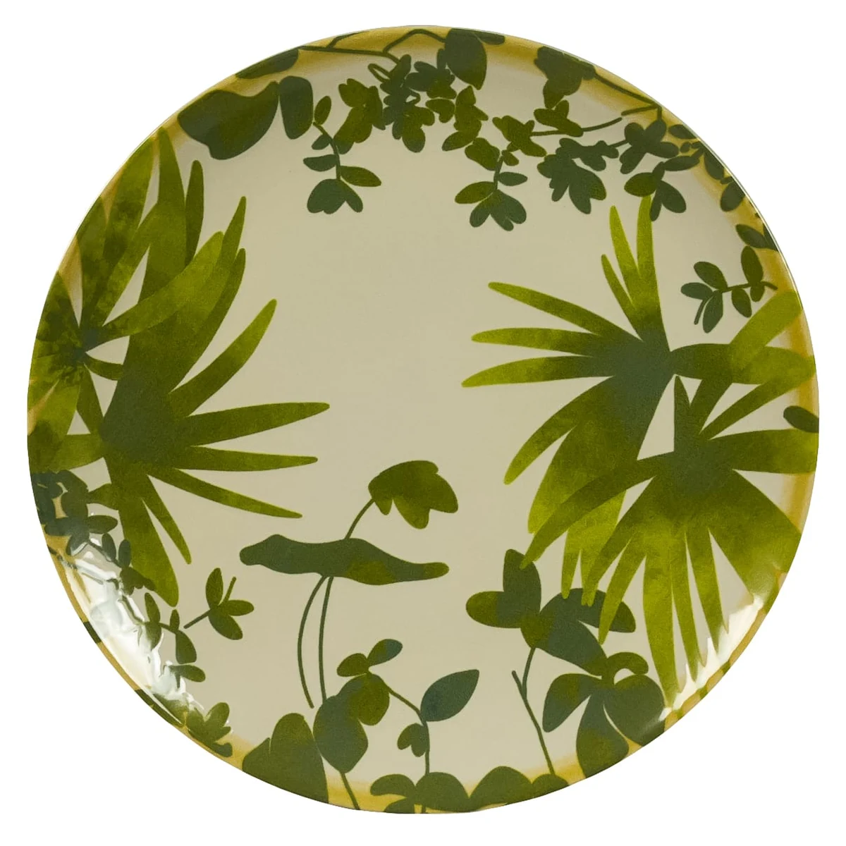 Set 4 farfurii intinse, 26 cm, hawaii, crem deschis cu frunze verzi, imagine 4