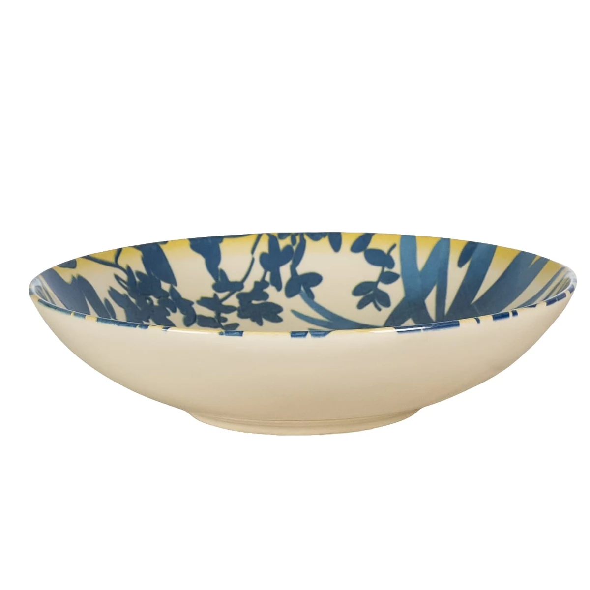 Set 4 farfurii adanci, 21 cm, hawaii, crem deschis cu frunze albastre, imagine 5