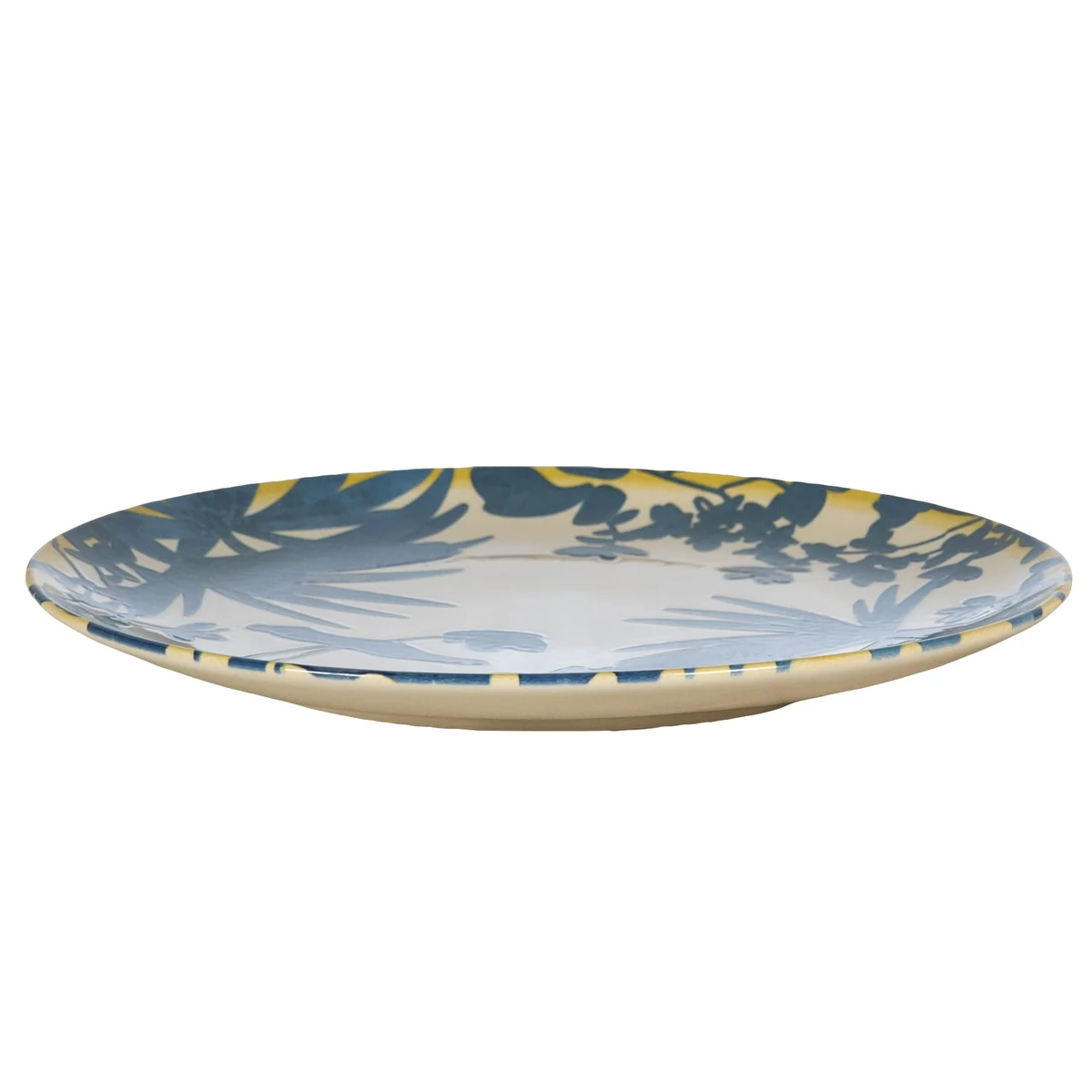 Set 4 farfurii intinse, 26 cm, hawaii, crem deschis cu frunze albastre, imagine 4