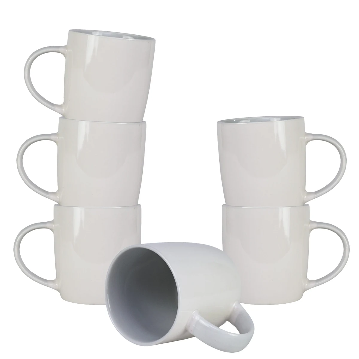 Set 6 mugs, 320 ml, CESIRO, porcelain, white/grey