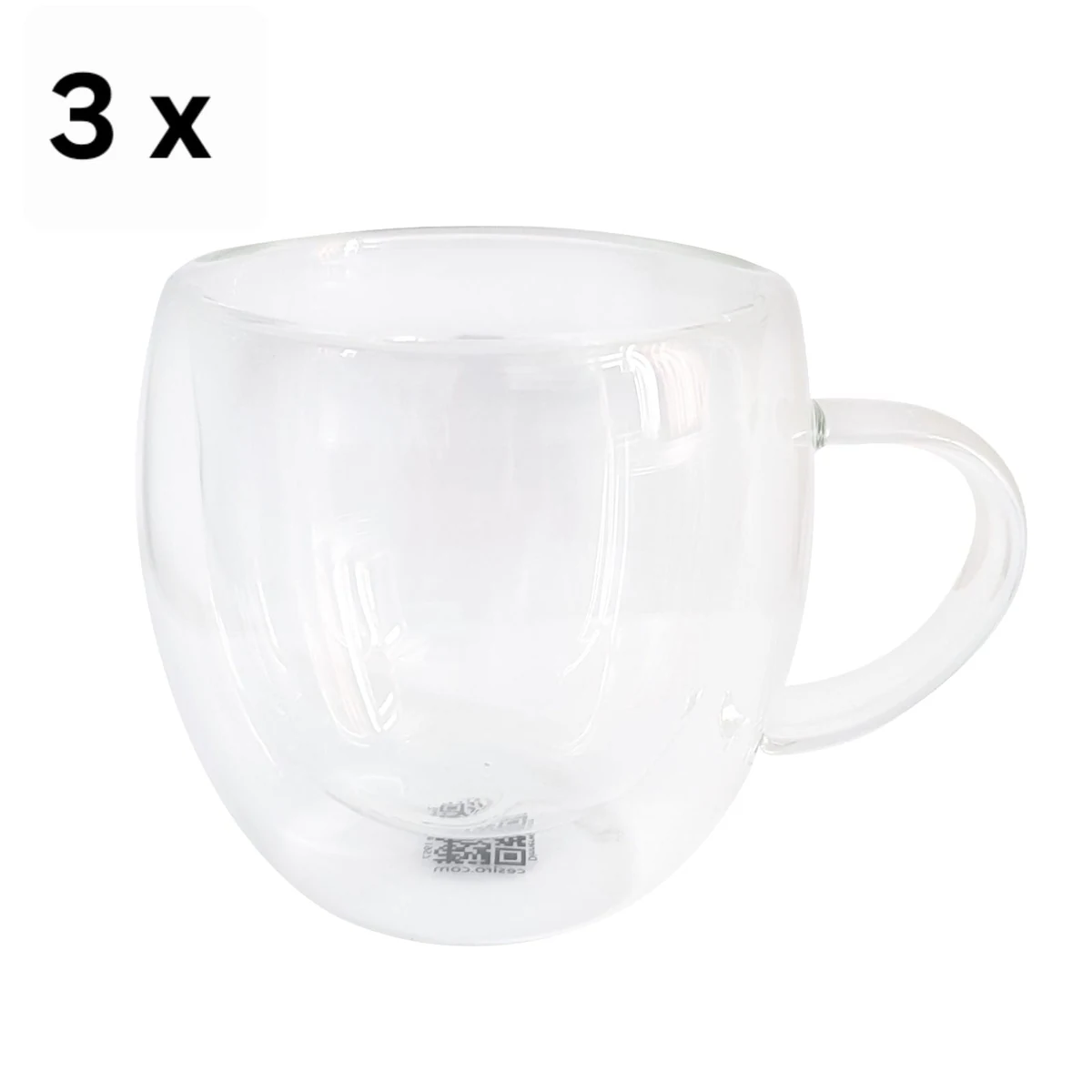 Set 3 Tassen mit perete dublu, 150 ml, CESIRO, Glas