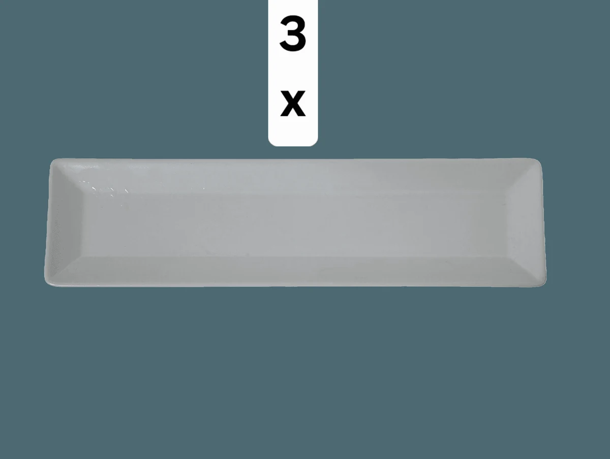 Set 3 tavi servire, Keramik, 30.5×8 cm, weiß matt