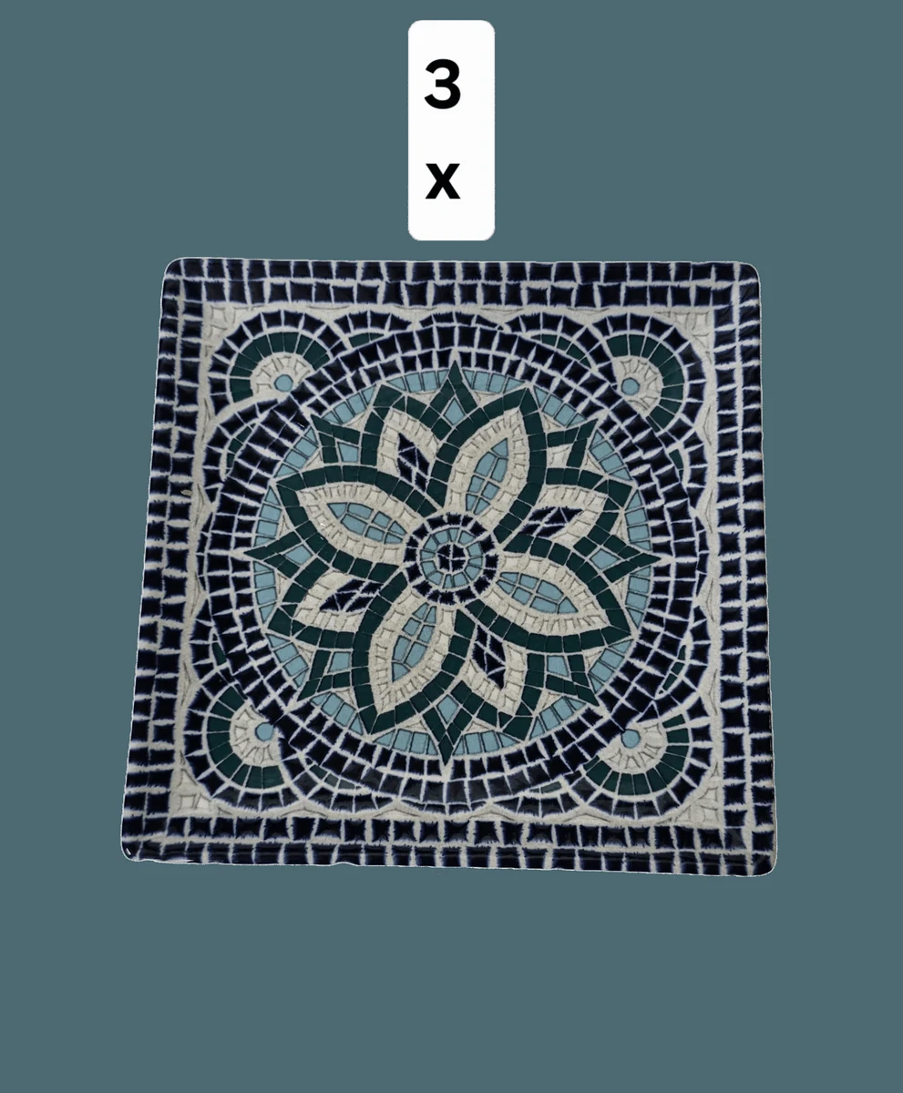 Set 3 platouri patrate, 18 cm, decor blue