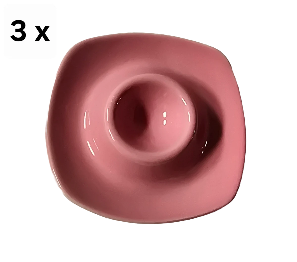 Set 3 suporturi de ou, tip farfurie, 12 cm, Roz