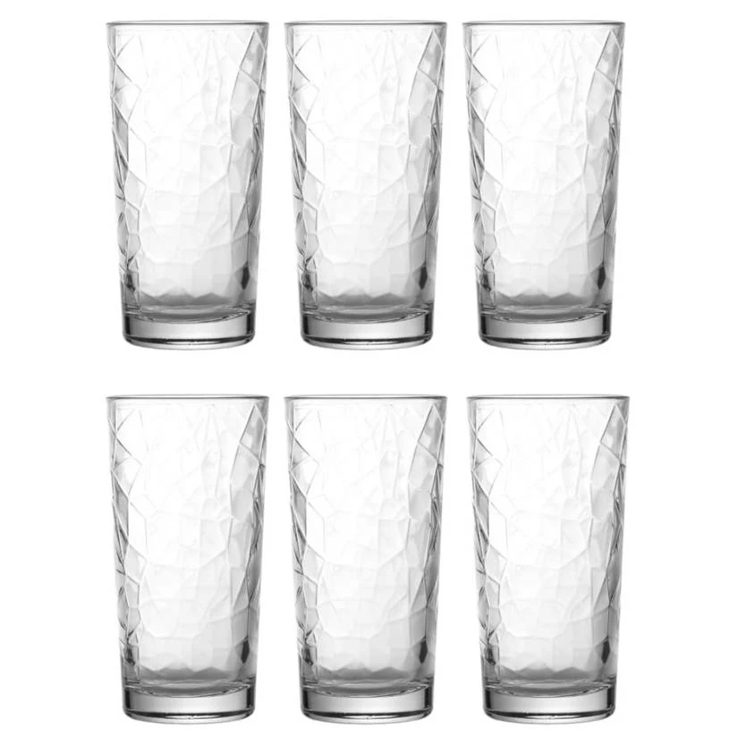 Set of 6 Glasses, 245 ml, Embossed Decor