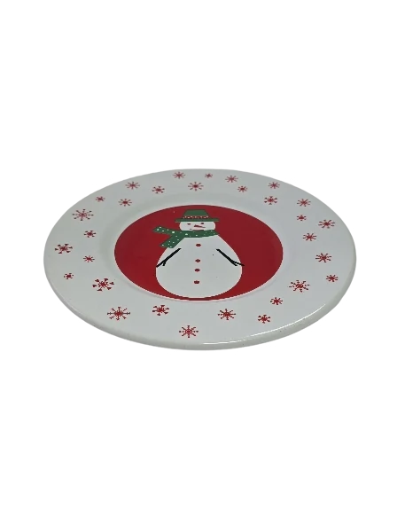 Farfurie desert, 19 cm, CESIRO, alb decorat cu om de zapada, imagine 2
