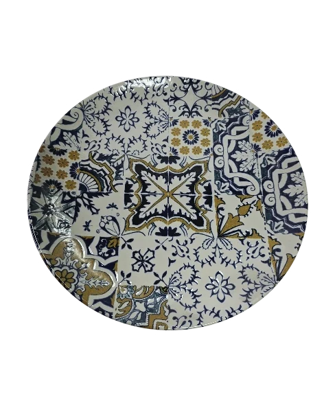 Plate intinsa, 26 cm, mosaico lussuoso, ivoire decorat