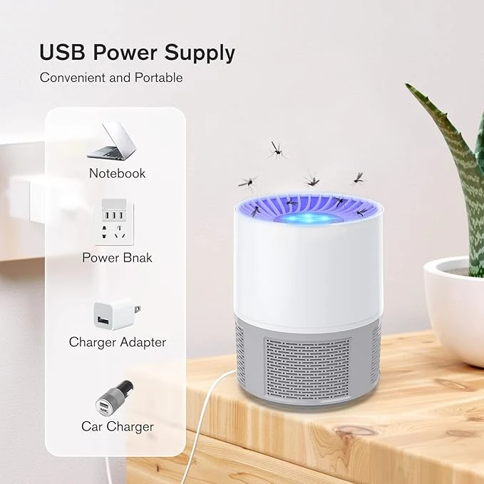 Aparatoo capcană electrică USB pentru muște, capcană pentru țânțari, lampă pentru țânțari, lampă pentru uciderea țânțarilor cu lumină, imagine 3