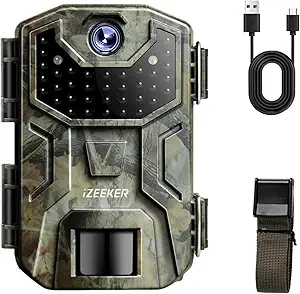 Izeeker cameră de vânătoare HD mit vedere nocturnă de 940nm, fără strălucire, activată prin mișcare, timp de declanșare de 0, 2s, fără WiFi, impermeabilă