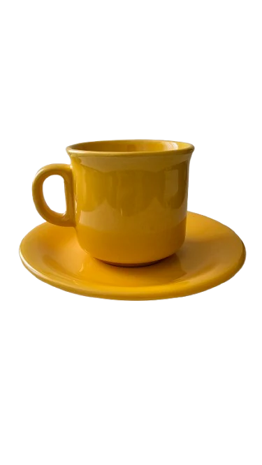 Cup with saucer, 220 ml, CESIRO, yellow glossy