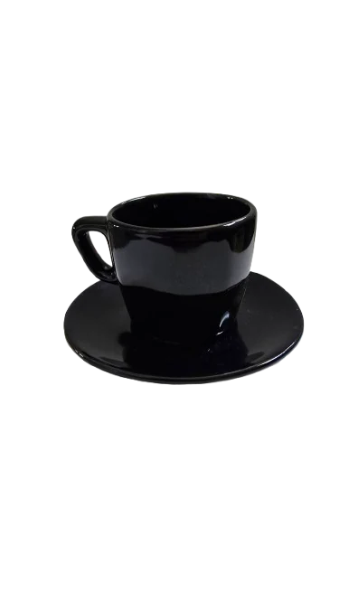Cup with saucer, 70 ml, CESIRO, black, glossy