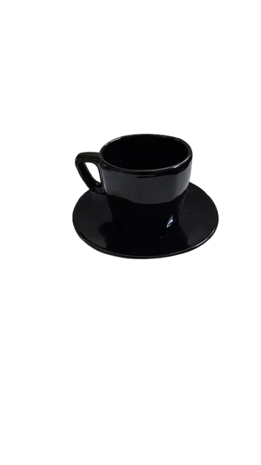 Ceasca cu farfurioara, 70 ml, CESIRO, Negru, Lucios, imagine 2
