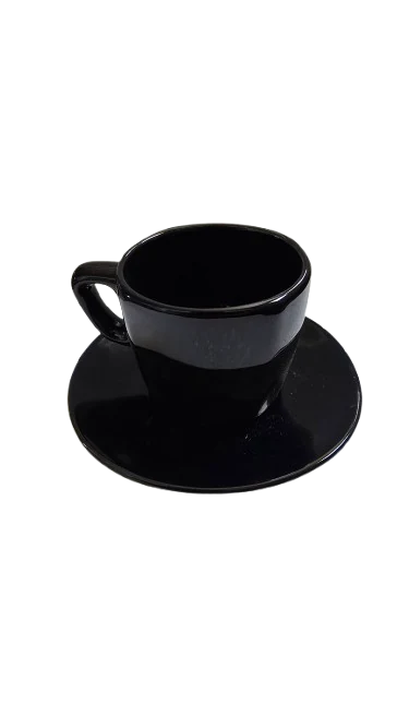 Ceasca cu farfurioara, 70 ml, CESIRO, Negru, Lucios, imagine 3