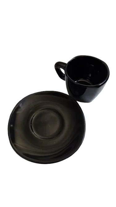 Ceasca cu farfurioara, 70 ml, CESIRO, Negru, Lucios, imagine 5