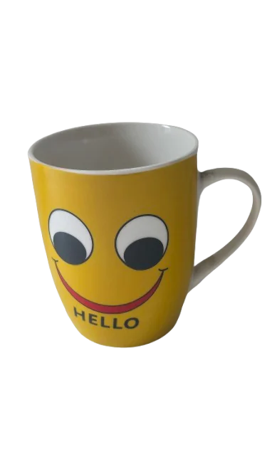 Чаша, 320 мл, Cesiro, жълта „Hello“ 4