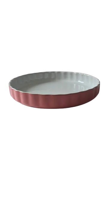 Heat-Resistant Dish, 28x4.5 cm, White/Coral