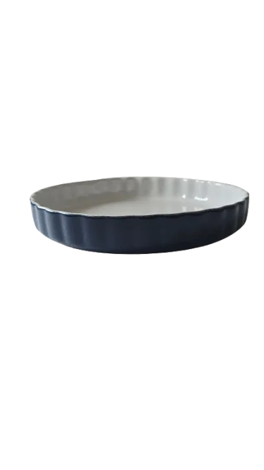 Heat-Resistant Dish, 28×4.5 cm, White/Blue
