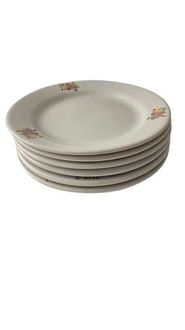 6 részes desszertes tányér készlet, 19 cm, Cesiro, fehér, virágos 2