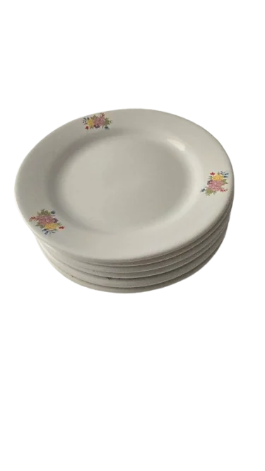 6 részes desszertes tányér készlet, 19 cm, Cesiro, fehér, virágos 5