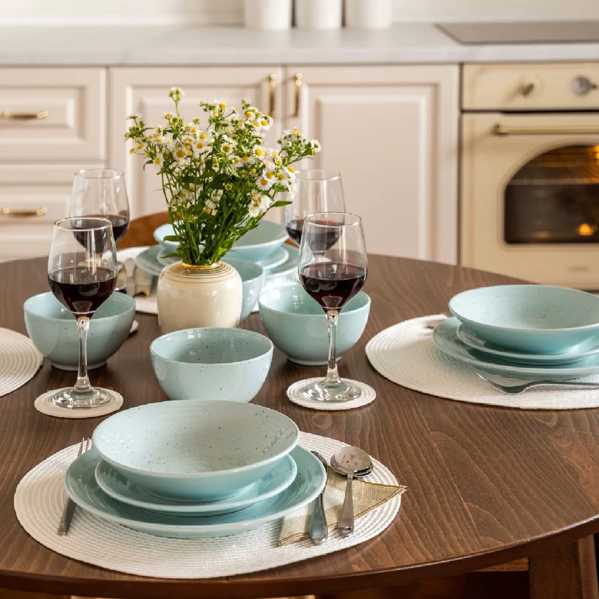 Set farfurii 16 piese, 4 persoane, marine peppermint, vernil, imagine 3