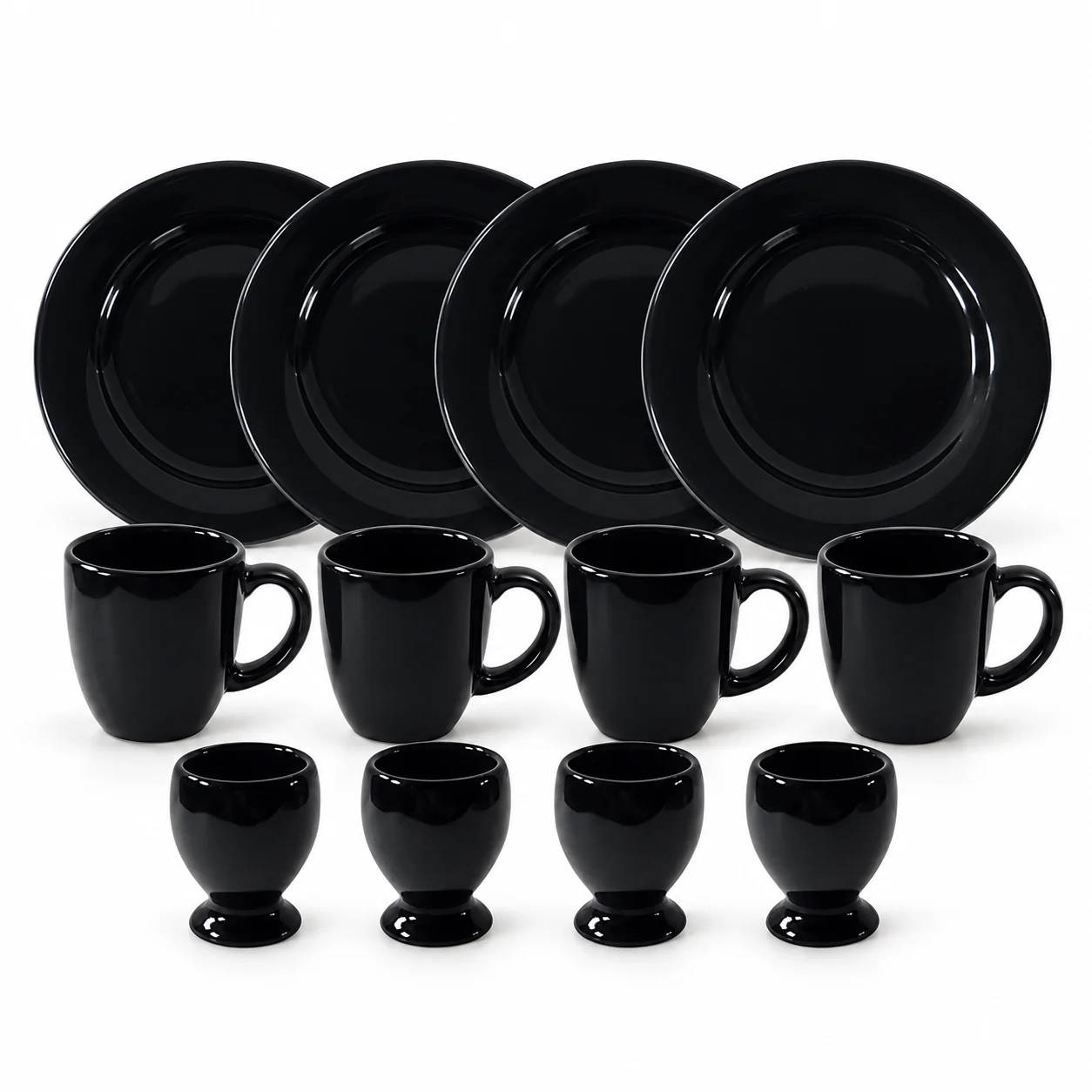 Set mic dejun, pentru 4 persoane, Cesiro, Negru
