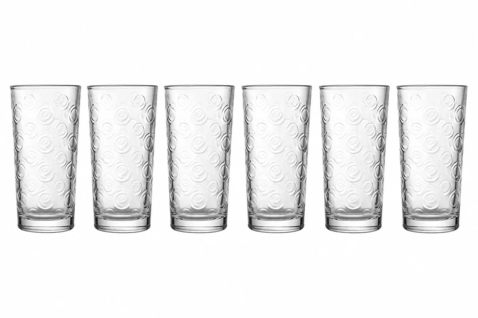 Set 6 pahare decorate cu linii spiralate, 245 ml, Sticla, Cesiro