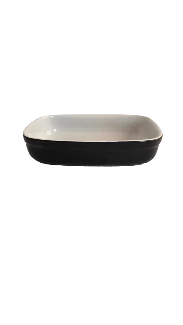 Vas termorezistent dreptunghiular, 23x16.5x5 cm, Cesiro, Alb/Negru