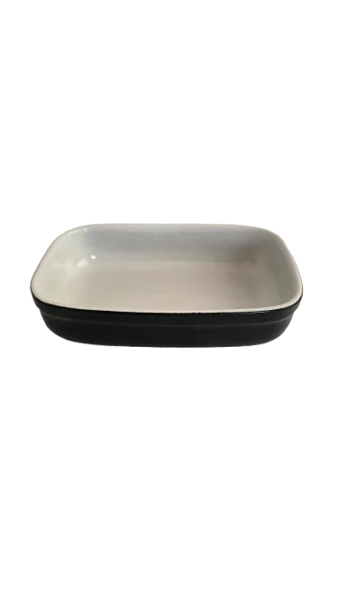 Vas termorezistent dreptunghiular, 23x16.5x5 cm, Cesiro, Alb/Negru 4