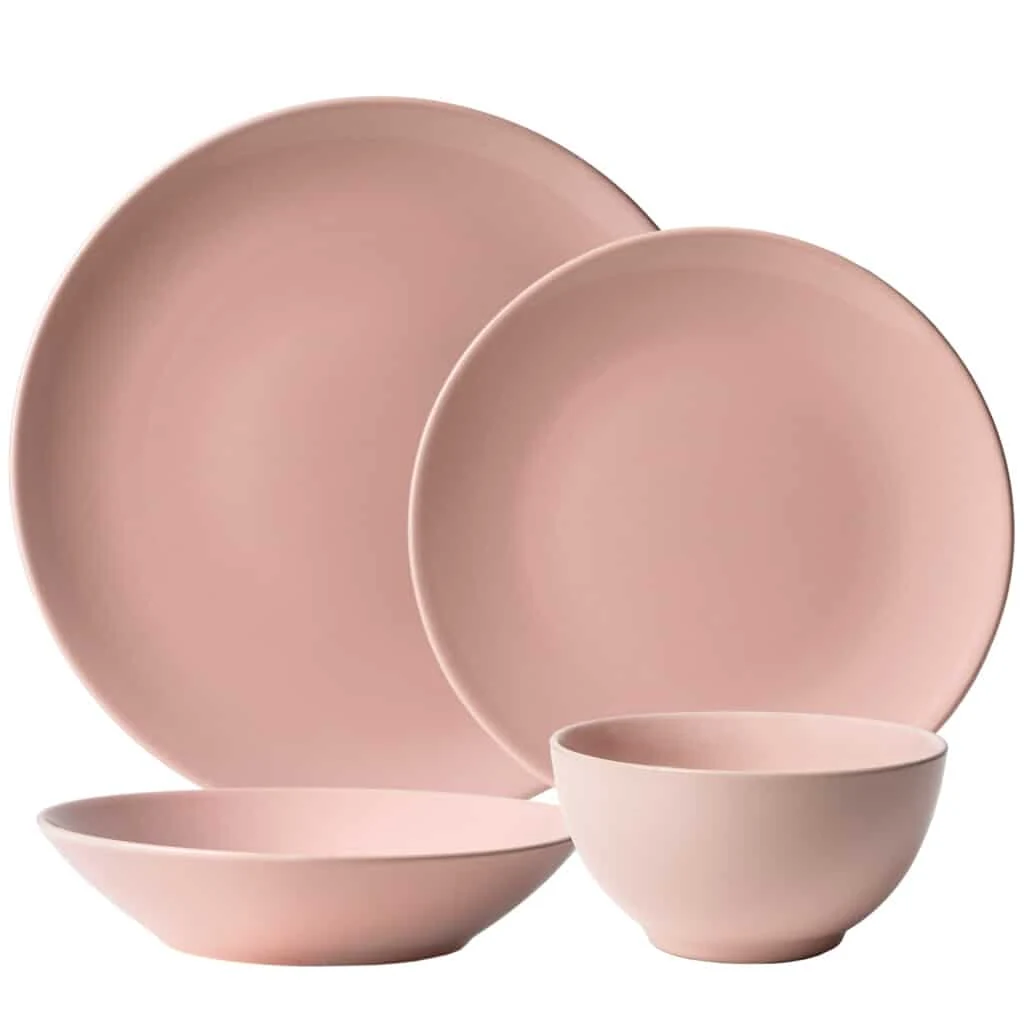 Set Teller 4 piese, pastel pink, rosa glänzend