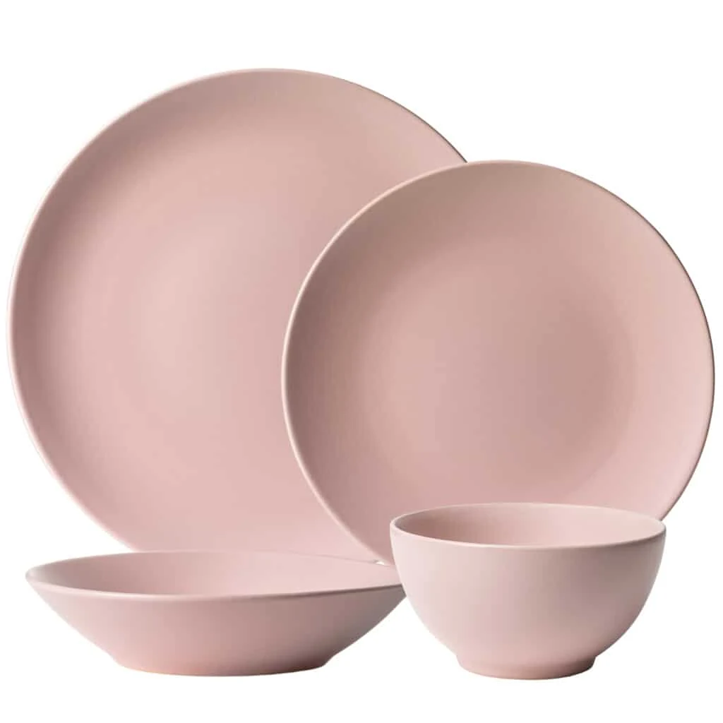 Set Teller 4 piese, pastel pink, rosa matt
