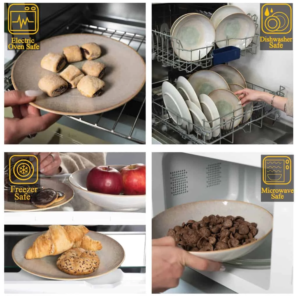 Set farfurii 12 piese, 4 persoane, shell, crem cu margine maro, imagine 3
