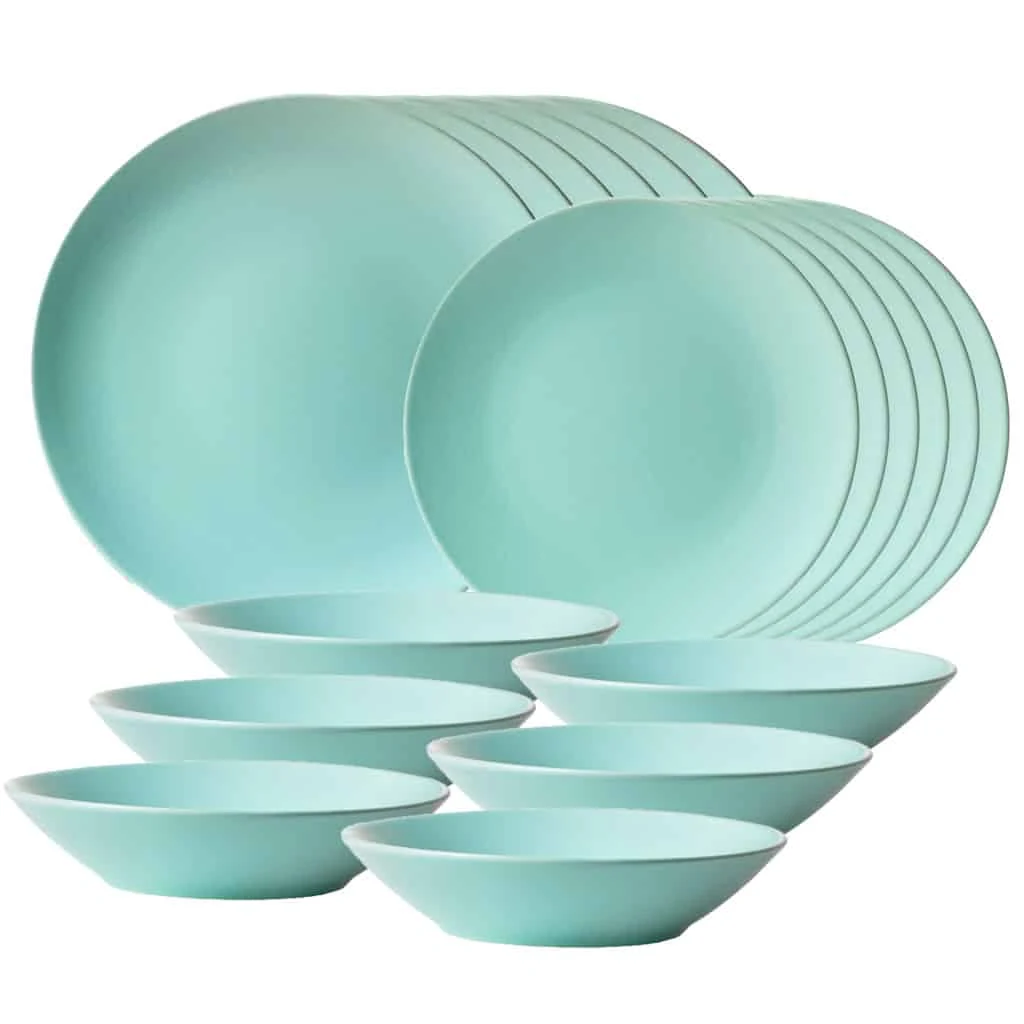Set plates 18 piese, 6 persoane, peppermint, green menta matte
