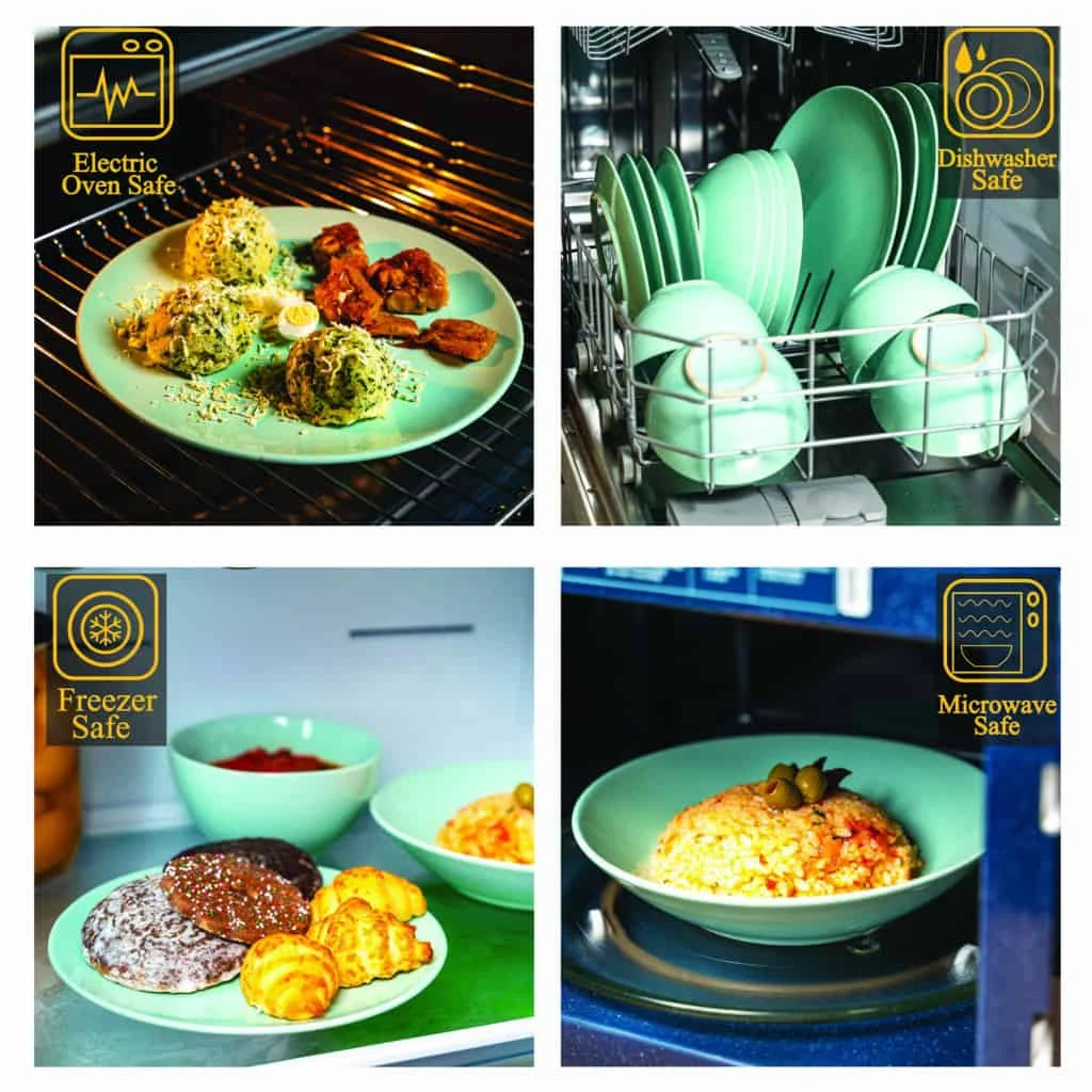 Set farfurii 16 piese, 4 persoane, peppermint, verde menta lucios, imagine 3