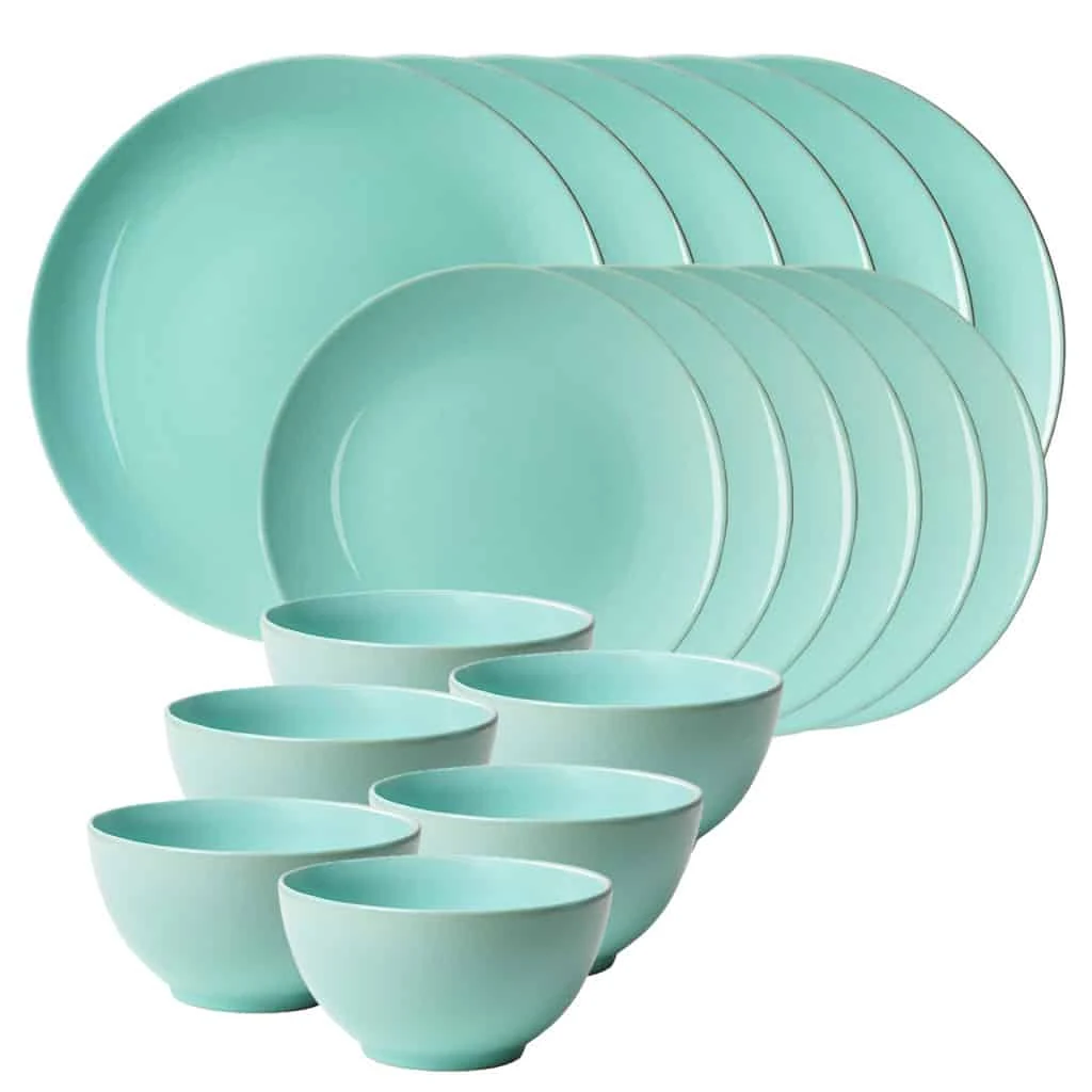 Set plates 18 piese, 6 persoane, peppermint, green menta