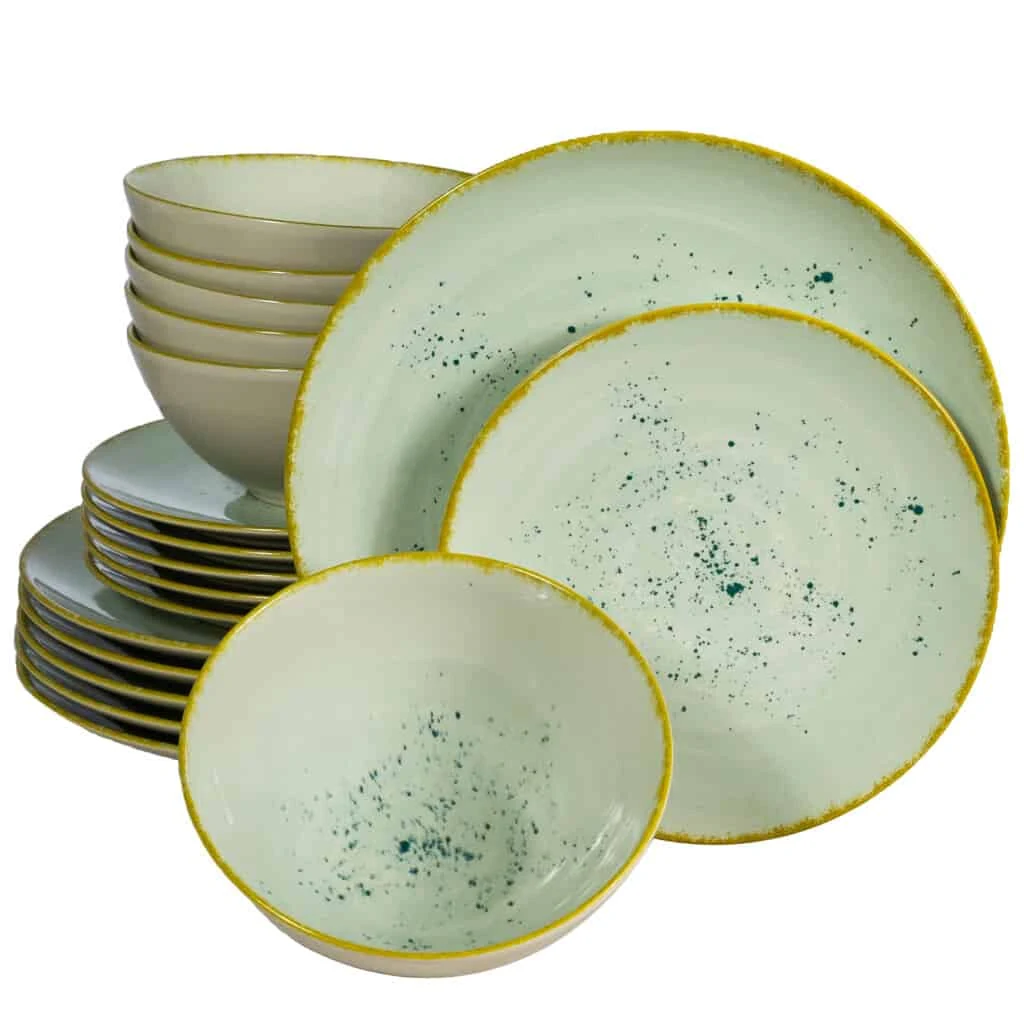 Set plates 18 piese, 6 persoane, light pistachio, green pastel.