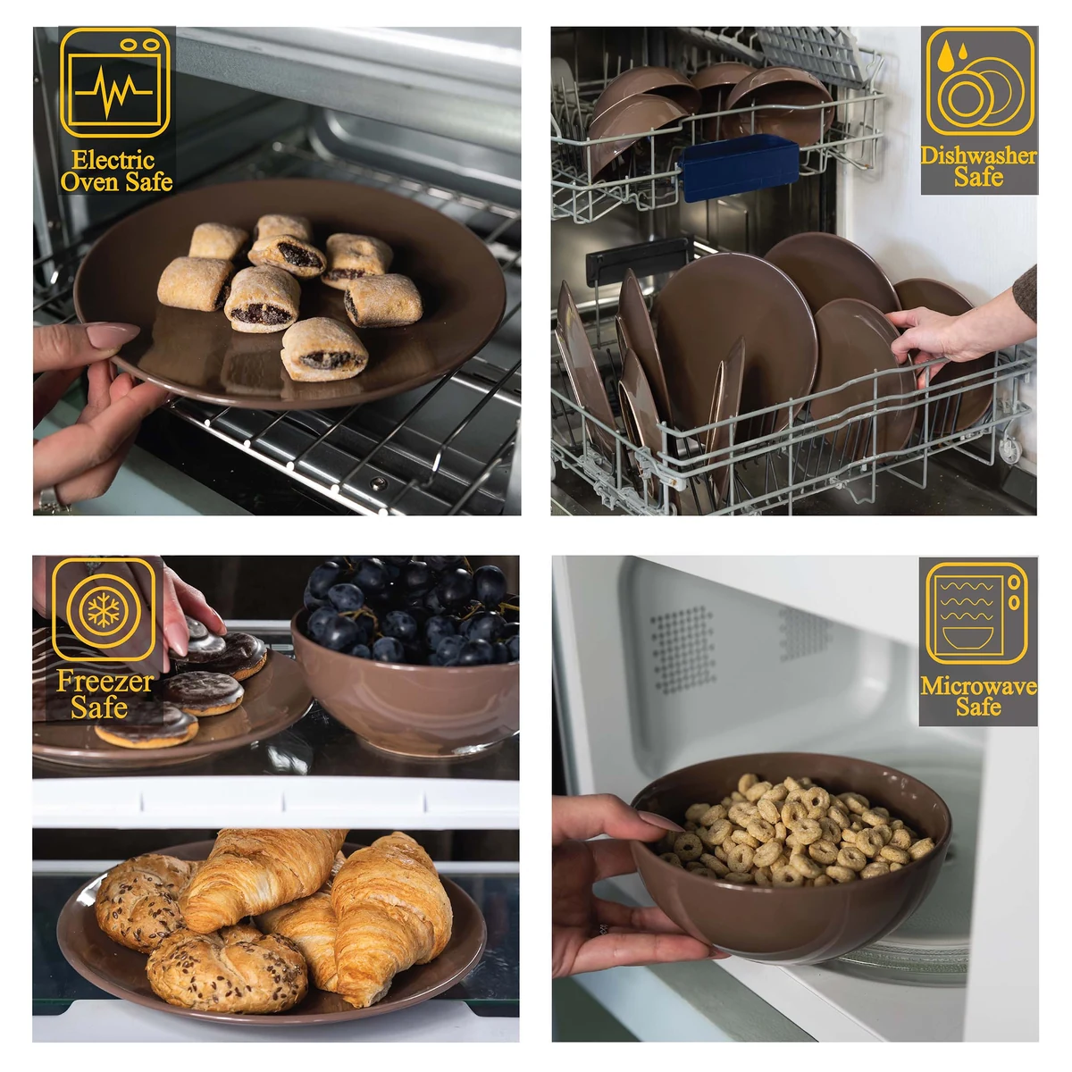 Set farfurii 16 piese, 4 persoane, dark chocolate, maro inchis, imagine 3