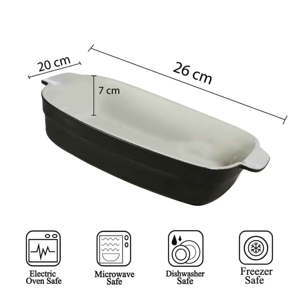 Vas termorezistent alb/negru 26x20x7 cm, imagine 2