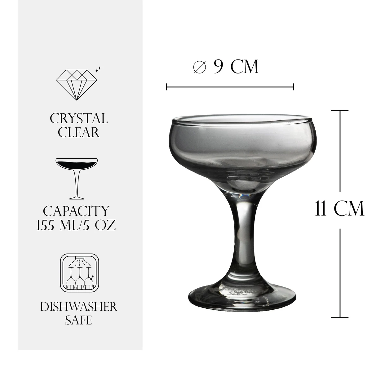 Pahar cu picior din sticla, 155 ml, imagine 2