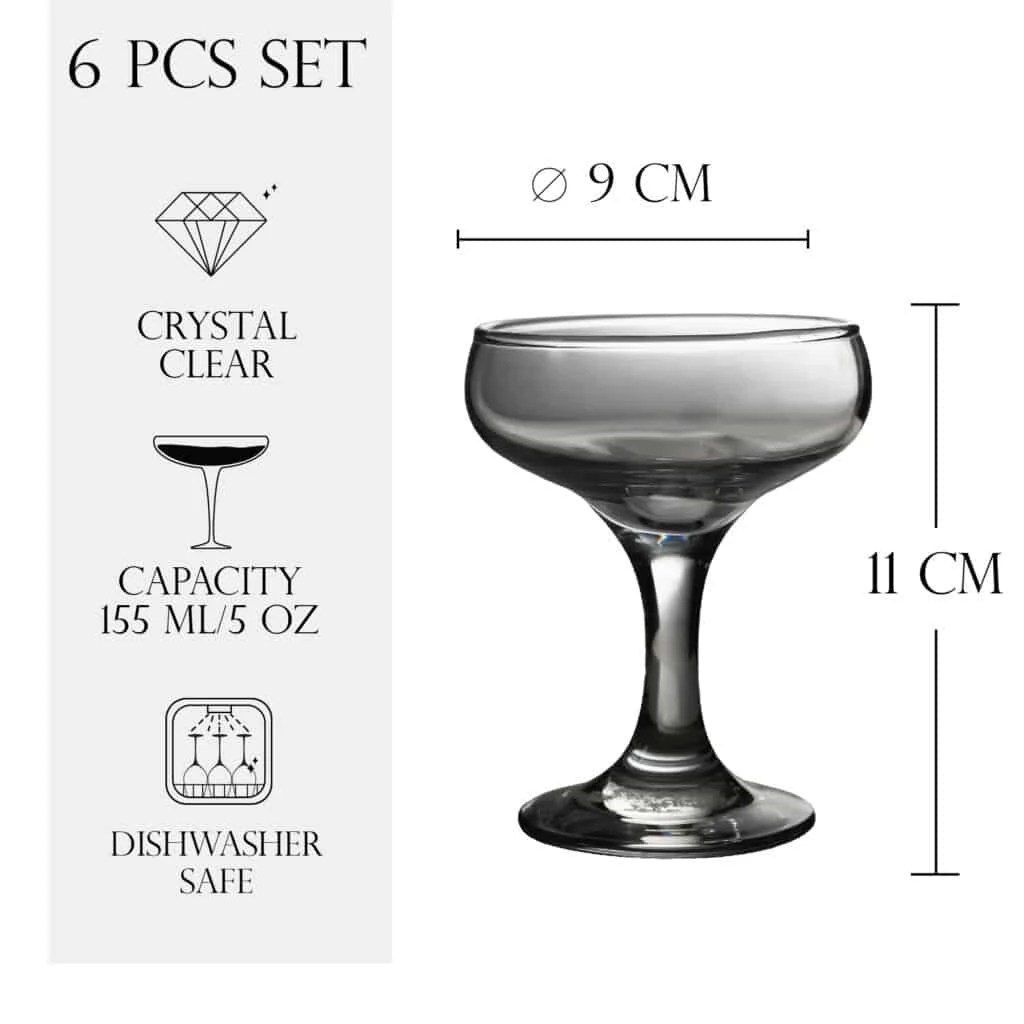 Set 6 pahare de 155 ml cu picior din sticla, CESIRO, imagine 2