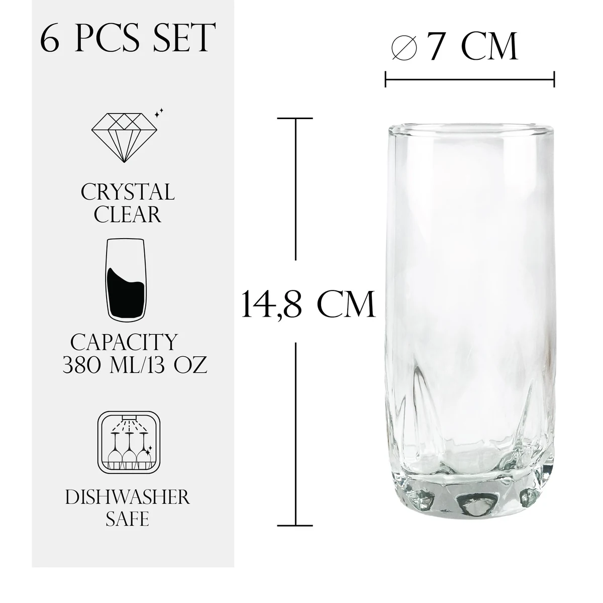 Set 6 pahare din sticla 380 ml, imagine 2
