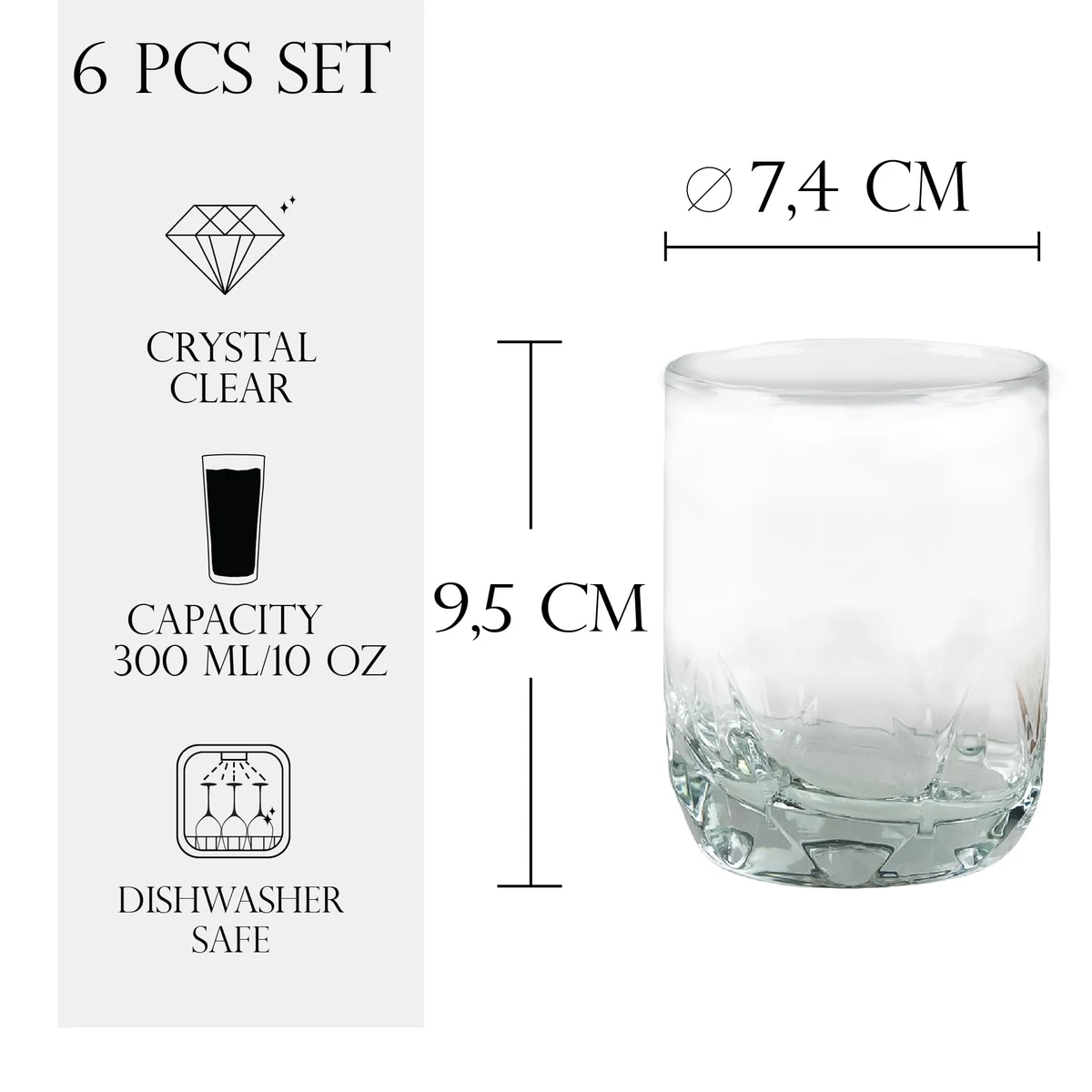 Set 6 pahare de 300 ml din sticla, CESIRO, imagine 2