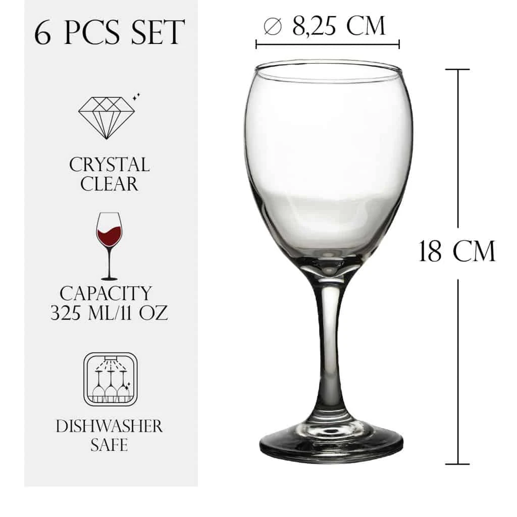 Set 6 pahare cu picior din sticla de 325 ml, CESIRO, imagine 2