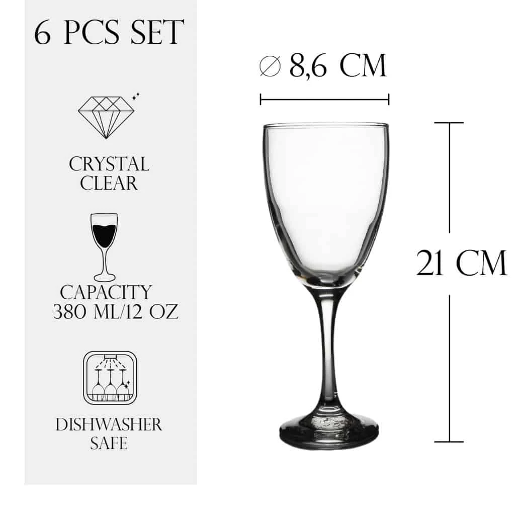 Set 6 pahare cu picior din sticla de 380 ml, CESIRO, imagine 2
