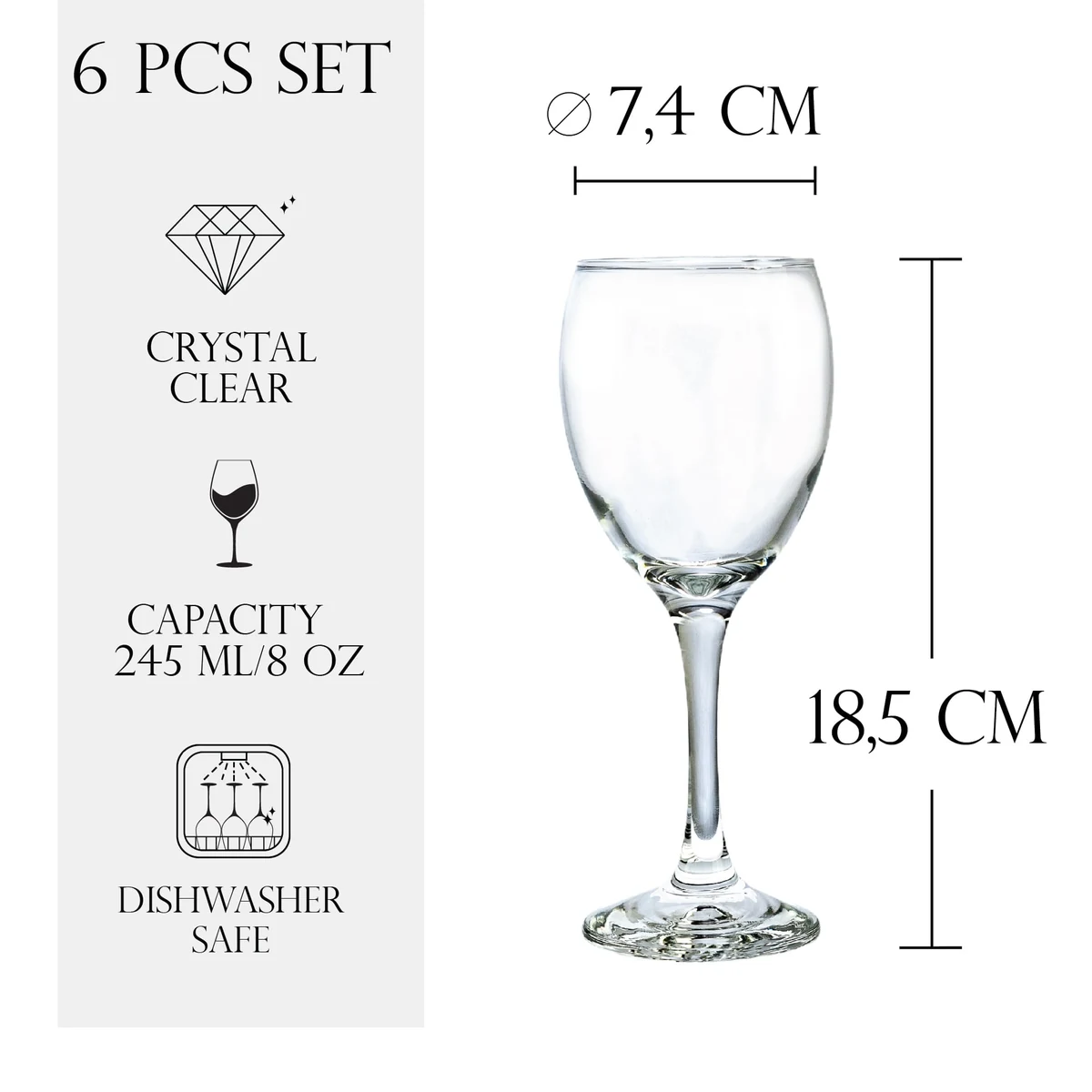 Set 6 pahare de 245 ml din sticla cu picior, CESIRO, imagine 2