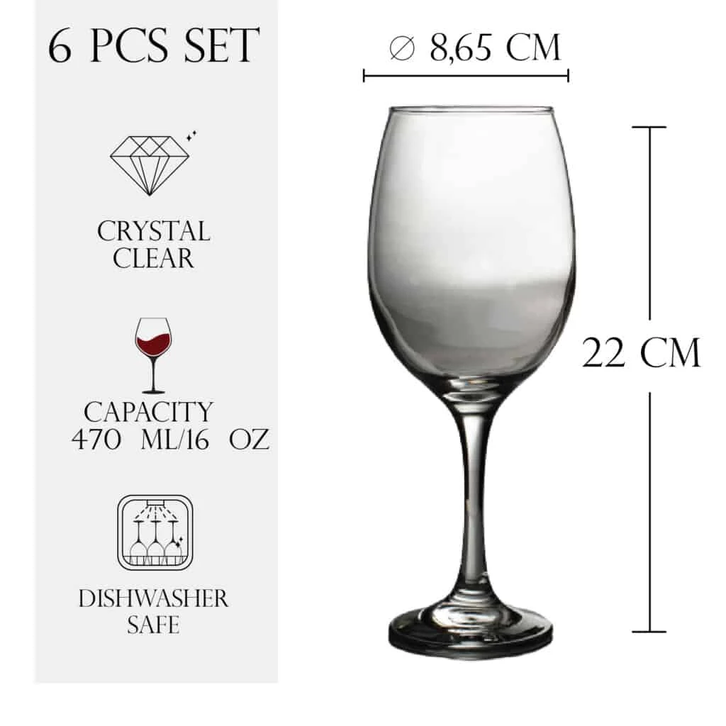 Set 6 pahare cu picior din sticla de 470 ml, CESIRO, imagine 2