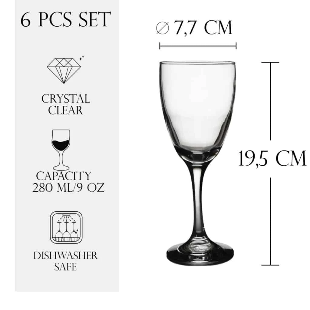 Set 6 pahare de 280 ml cu picior din sticla, CESIRO, imagine 2