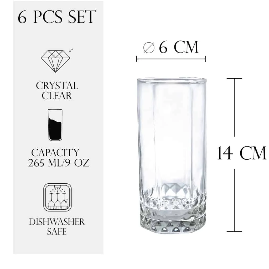 Set 6 pahare de 265 ml inalte din sticla, CESIRO, imagine 2