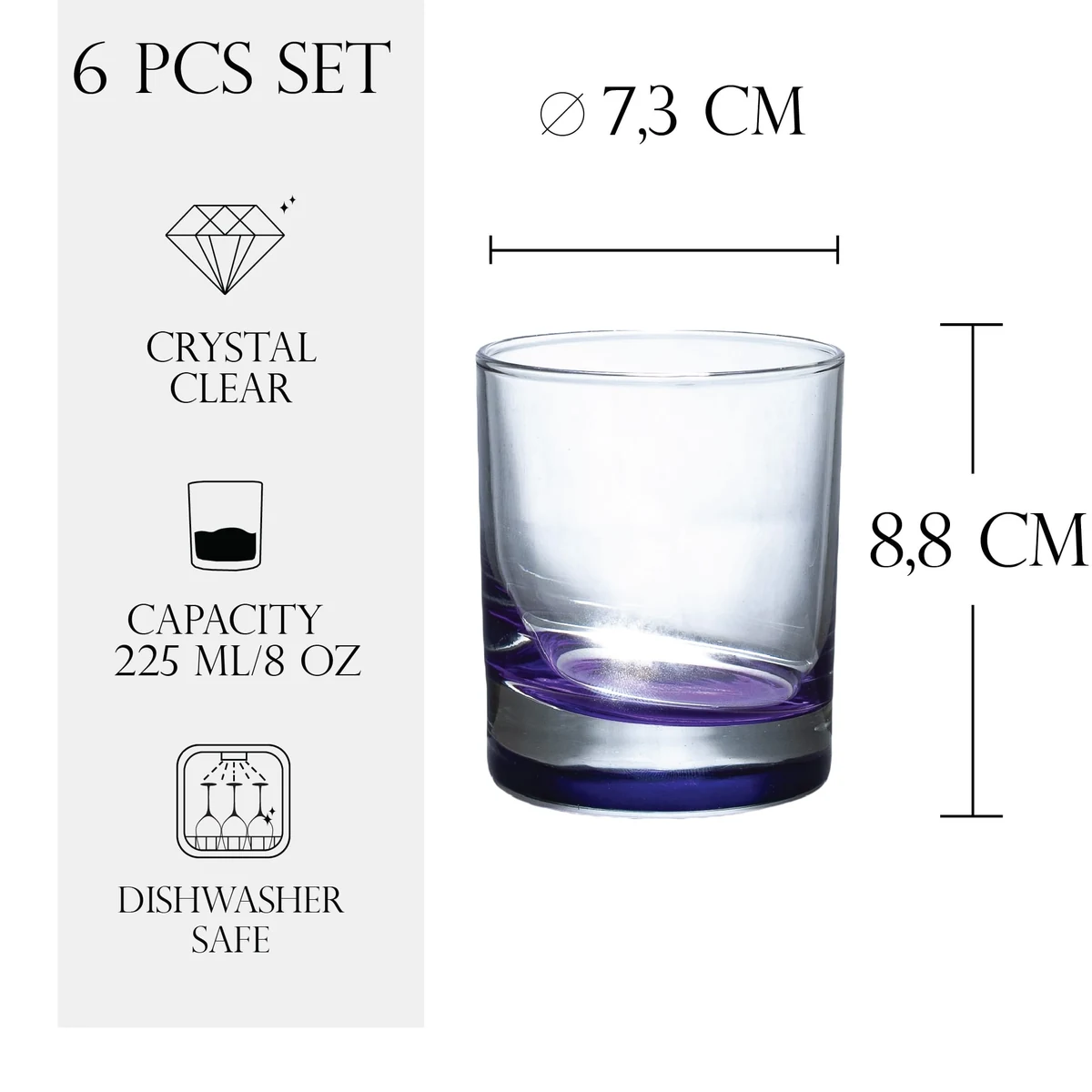 Set 6 pahare din sticla 225 ml, imagine 2