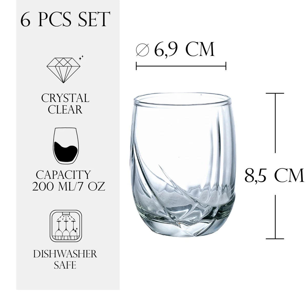 Set 6 pahare din sticla de 200 ml, CESIRO, imagine 2