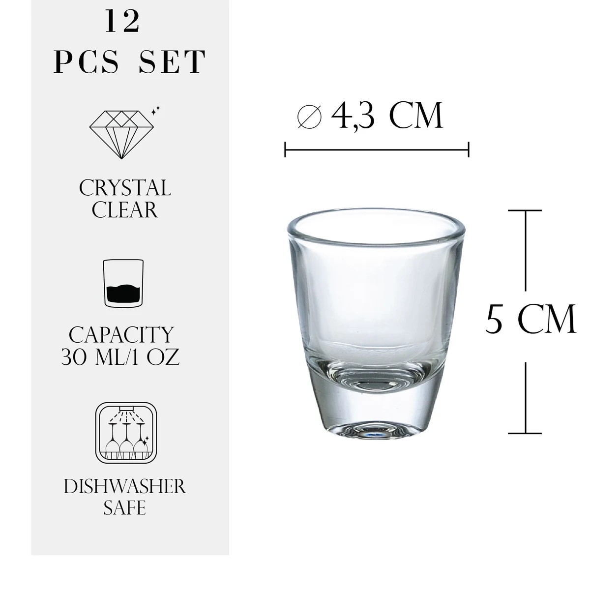 Set 12 pahare de shot de 30 ml, CESIRO, imagine 2